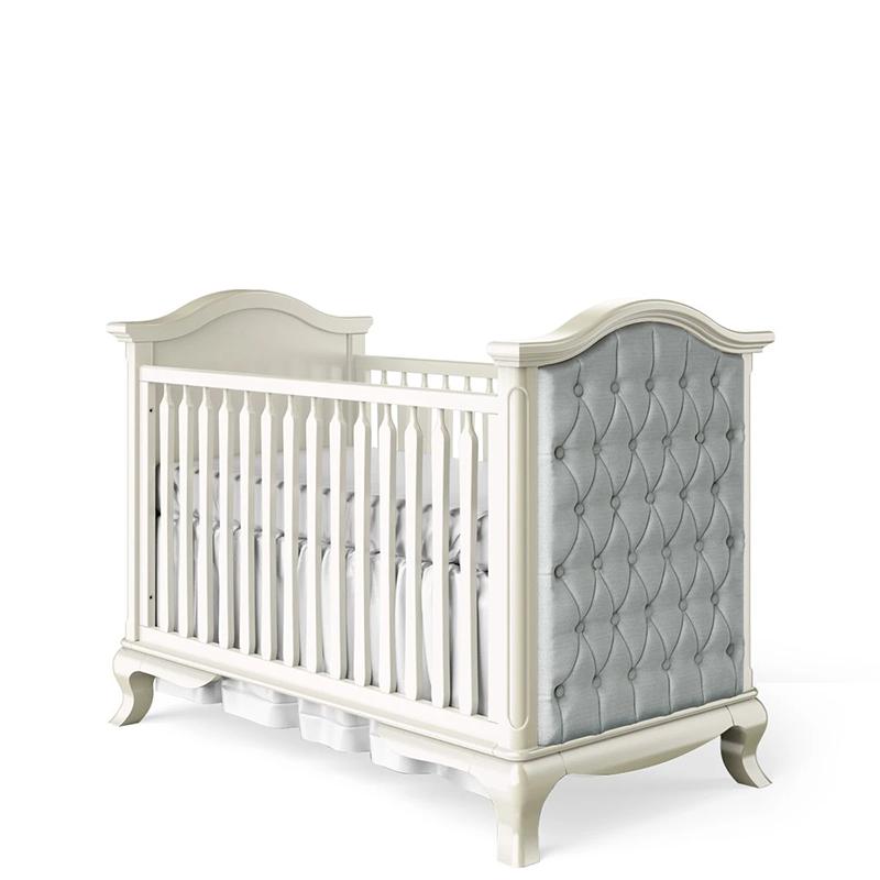 Cleopatra Classic Tufted Crib – Luxury Solid Wood & Organic Fabric – Symmetrical Haute-Couture Nursery Design