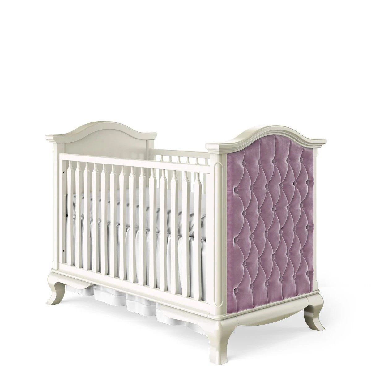 Cleopatra Classic Tufted Crib – Luxury Solid Wood & Organic Fabric – Symmetrical Haute-Couture Nursery Design