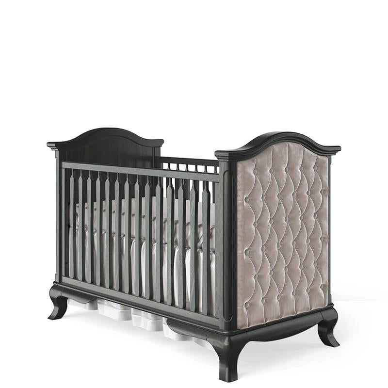 Cleopatra Classic Tufted Crib – Luxury Solid Wood & Organic Fabric – Symmetrical Haute-Couture Nursery Design