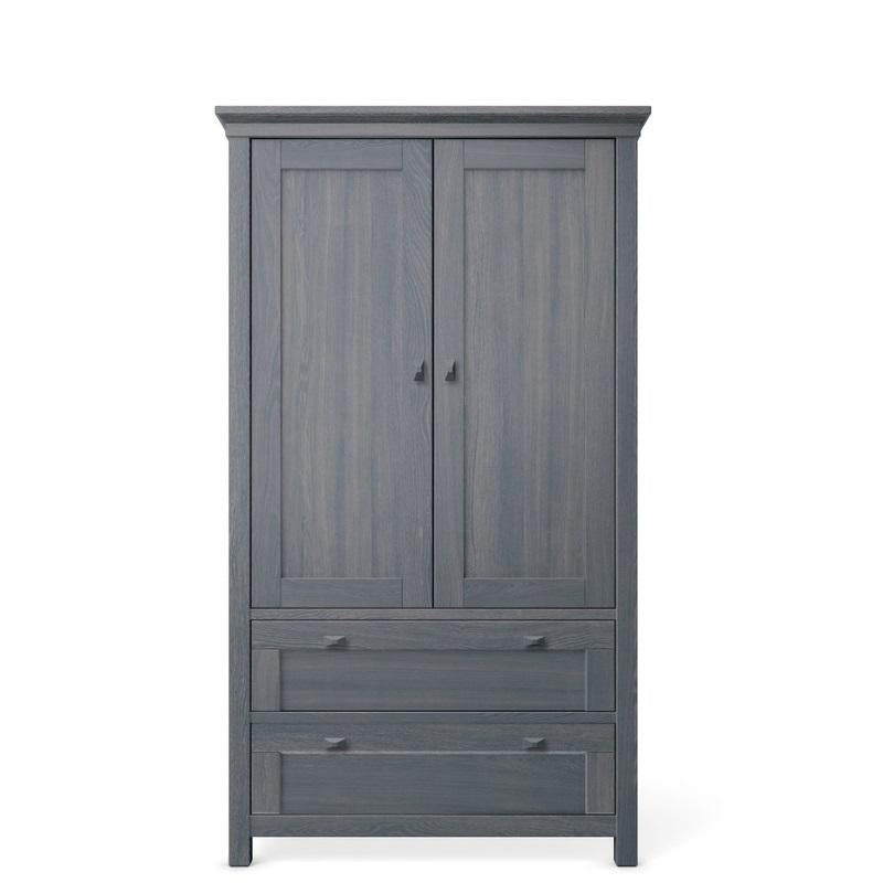 Karisma Massivholz-Kleiderschrank – Luxuriöser Kleiderschrank im Mid-Century-Stil – Handgefertigte, rautenförmige Holzknöpfe &amp; zweistufiger Stauraum