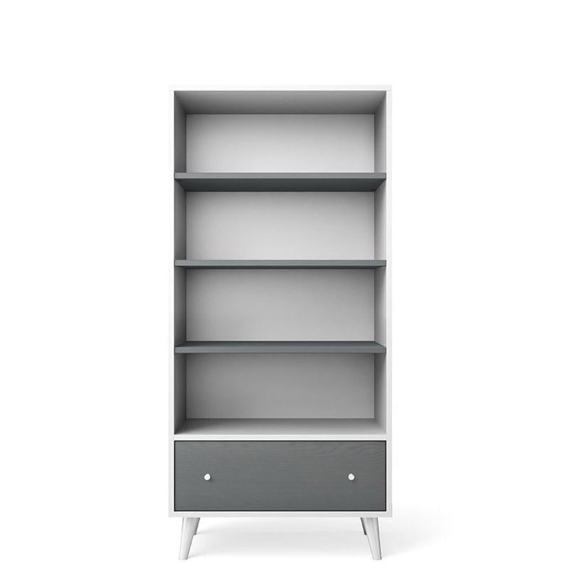 New Yorker Bücherregal aus Massivholz – Bibliothek im Stil der Mid-Century-Moderne – Handgefertigtes europäisches Designerregal mit lasergeschnittenen Details und Öko-Leder-Anpassung