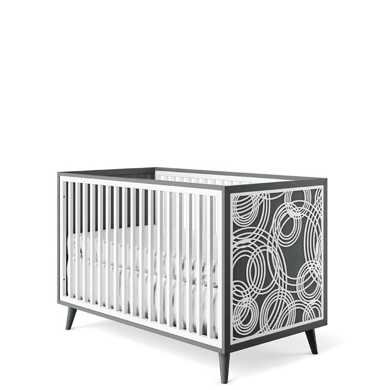 New York Solid Wood Convertible Crib – Mid-Century Modern Urban Designer Bed – Handcrafted European Crib with Laser-Cut & Eco-Leather Options