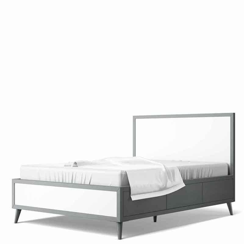 New York Solid Wood Full Bed – Mid-Century Modern Executive Frame – Handcrafted European Platform Bed with Under-Bed Storage Options