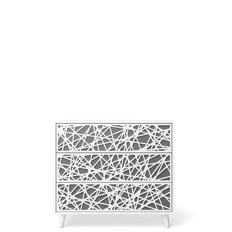 New York Solid Wood Single Dresser – Mid-Century Modern 3-Drawer Chest – Handcrafted European Space-Saving Storage with Eco-Leather Inlays