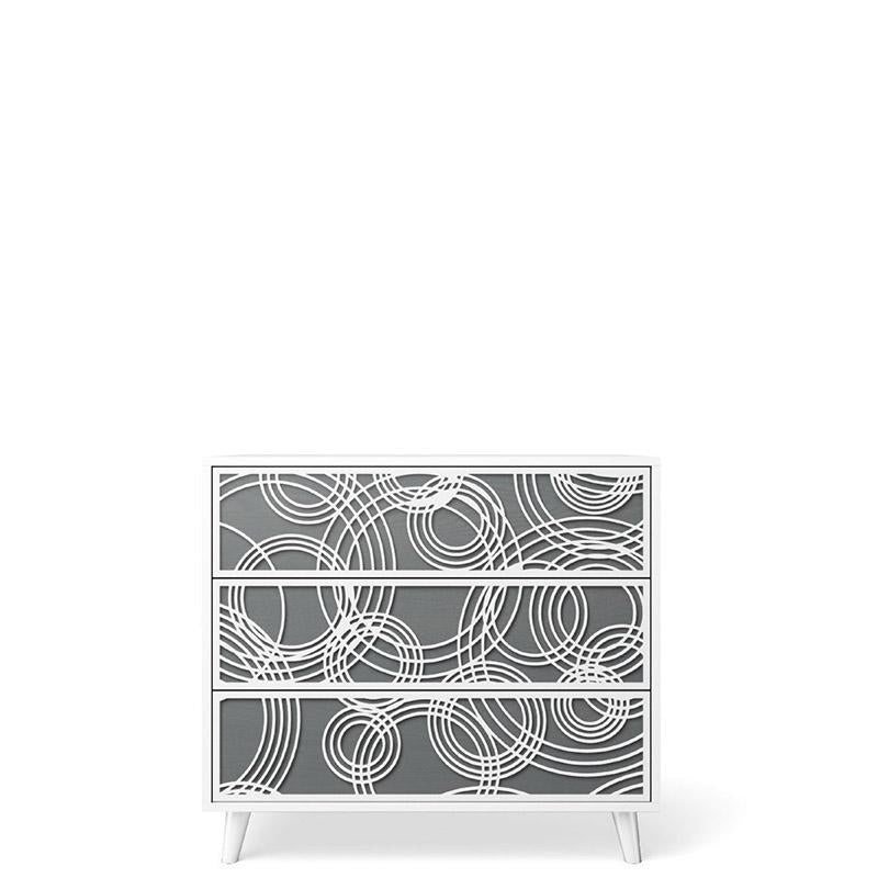 New York Solid Wood Single Dresser – Mid-Century Modern 3-Drawer Chest – Handcrafted European Space-Saving Storage with Eco-Leather Inlays