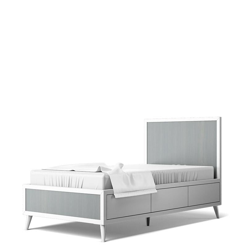 New York Solid Wood Bed – Mid-Century Modern Designer Frame – Handcrafted European Platform Bed with Under-Bed Storage Options