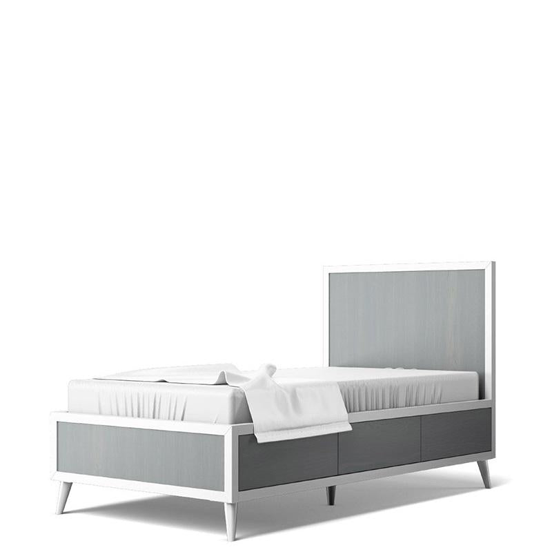 New York Solid Wood Bed – Mid-Century Modern Designer Frame – Handcrafted European Platform Bed with Under-Bed Storage Options