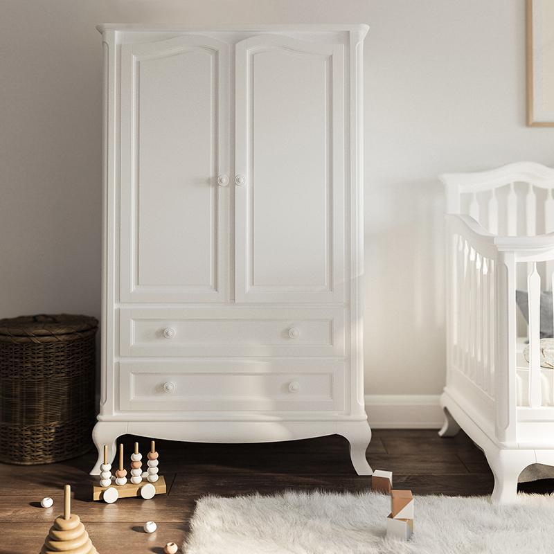 Armoire Cléopâtre en bois massif – Armoire et meuble de rangement de luxe à 2 tiroirs – Pièce maîtresse artisanale européenne
