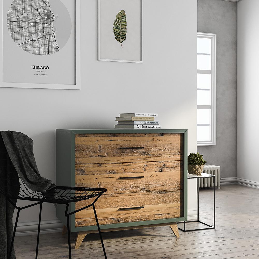 Uptown Solid Wood Single Dresser – 3-Drawer Contemporary Luxury Chest – Handcrafted Designer Storage with Custom Handle Bars