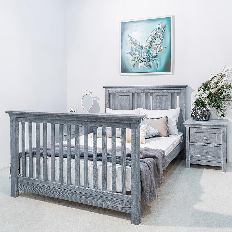 Karisma Solid Wood Full Size Bed – Luxury Mid-Century Executive Bed – Low Profile Architectural Design