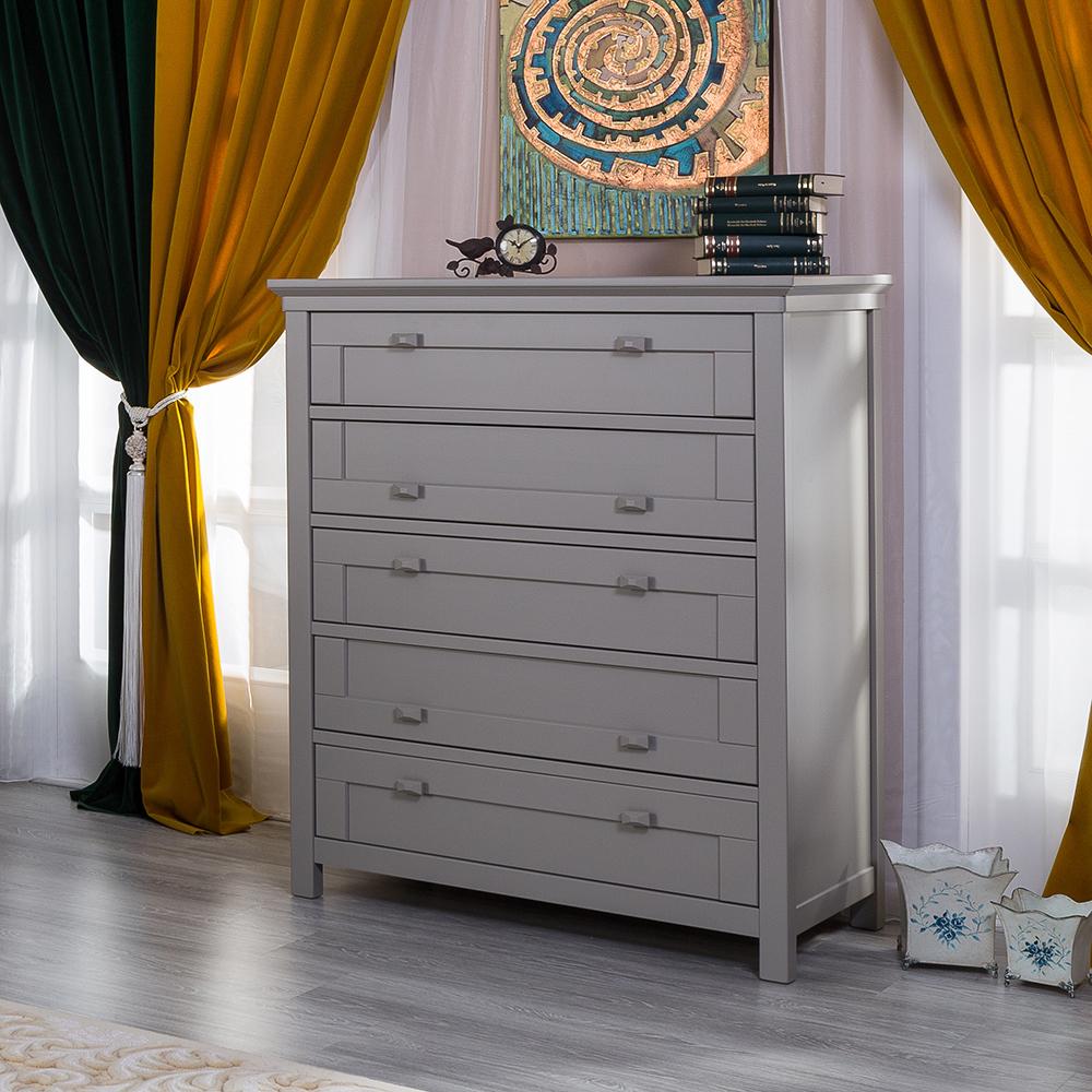 Karisma Massivholz-Kommode – 5-Schubladen-Kleiderschrank im Mid-Century-Stil – Handgefertigte europäische Kommode