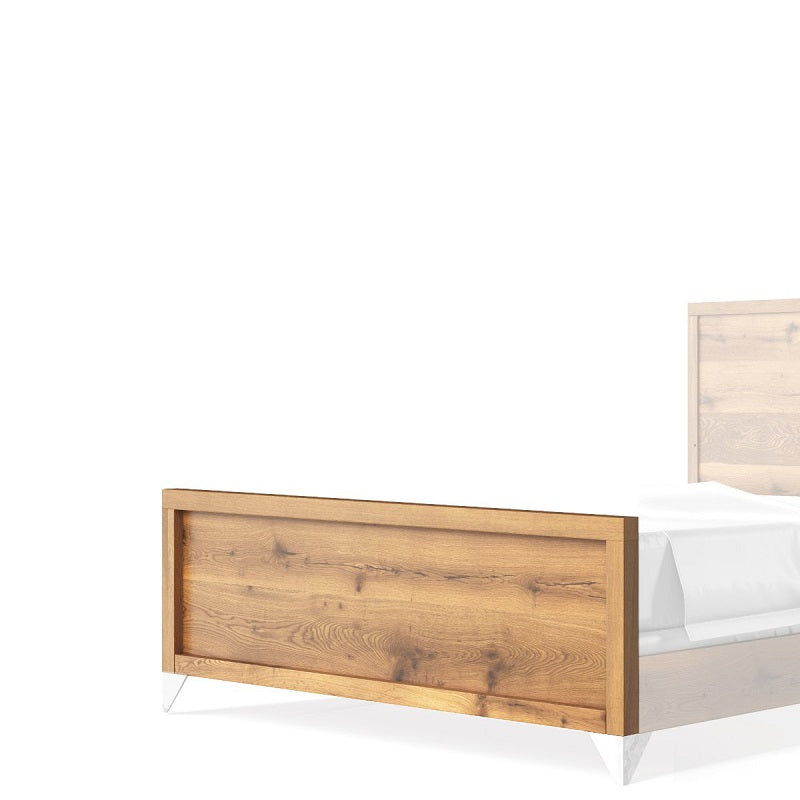 Uptown Massivholz-Fußteil mit niedrigem Profil – Eichenmaserung, umbaubar zu einem Doppelbett – Modernes, platzsparendes Schlafzimmer-Upgrade