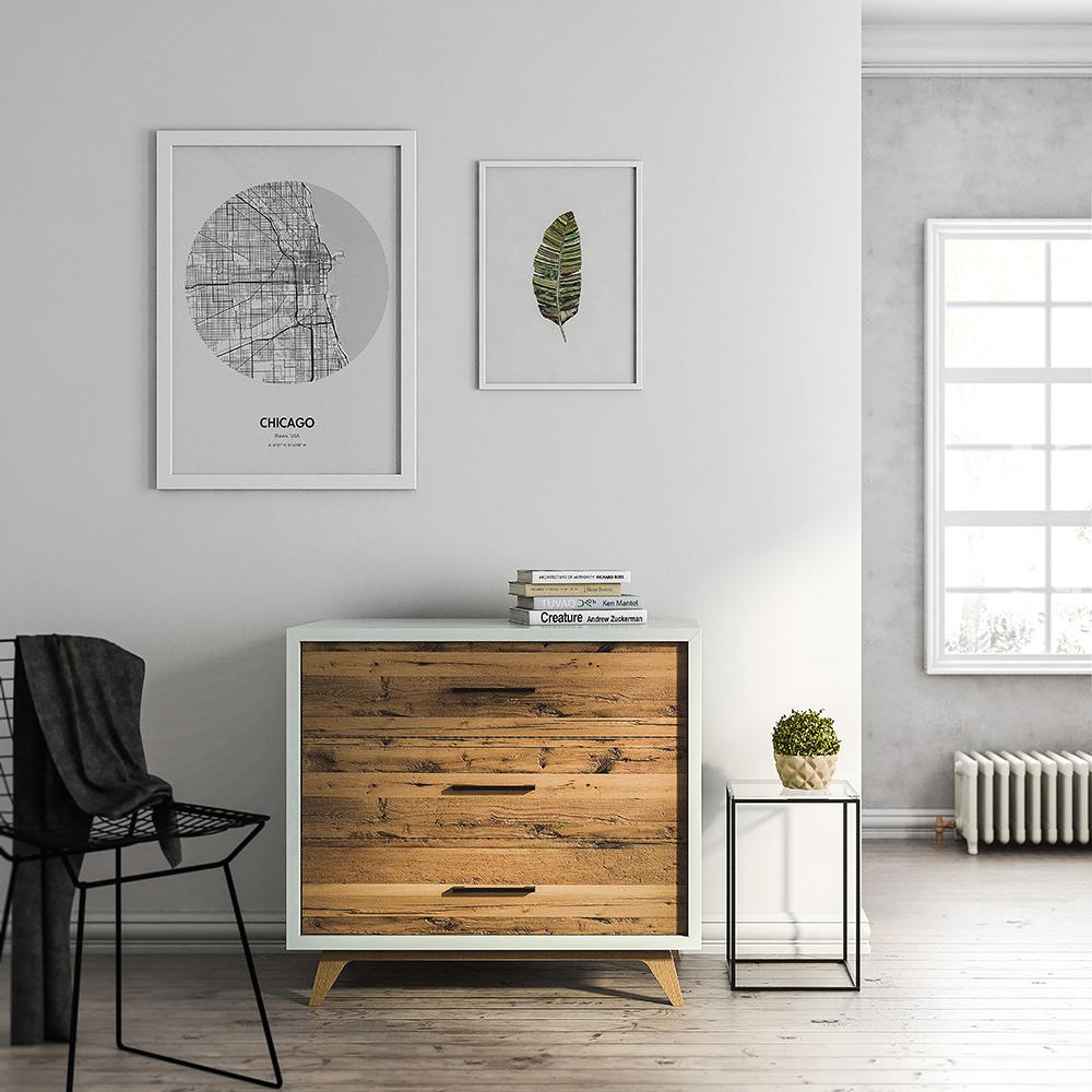 Uptown Solid Wood Single Dresser – 3-Drawer Contemporary Luxury Chest – Handcrafted Designer Storage with Custom Handle Bars