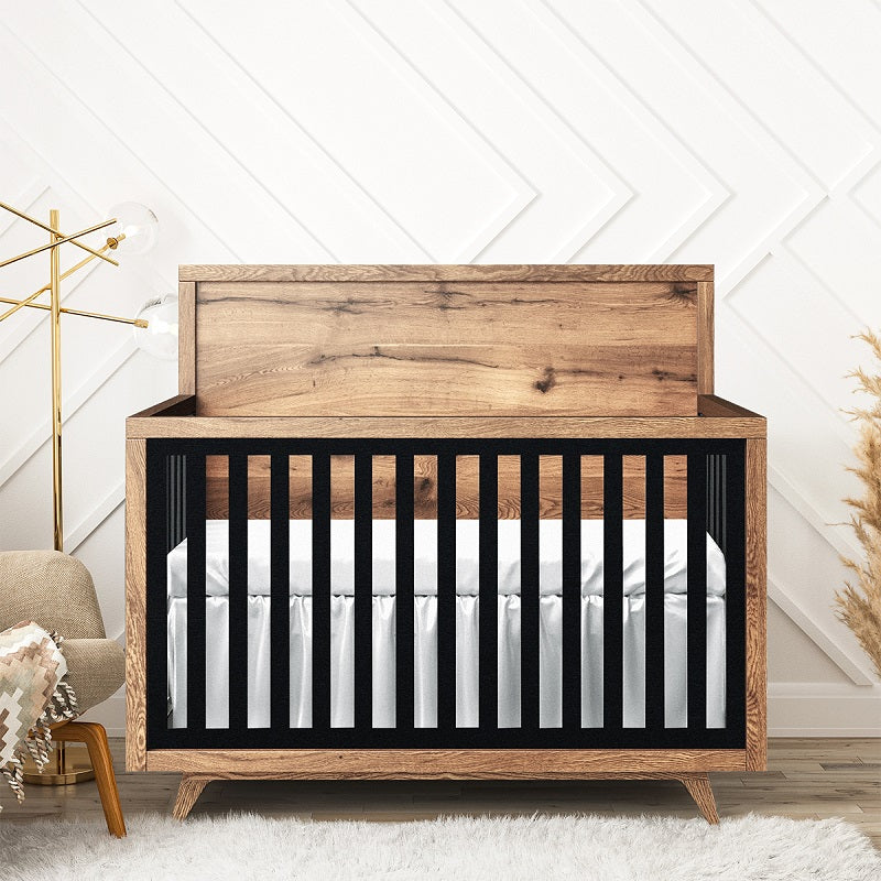 Uptown Massivholz-Babybett – 4-in-1-Luxusbett im modernen Stil – Handgefertigtes europäisches Designer-Babybett in zweifarbiger Ausführung