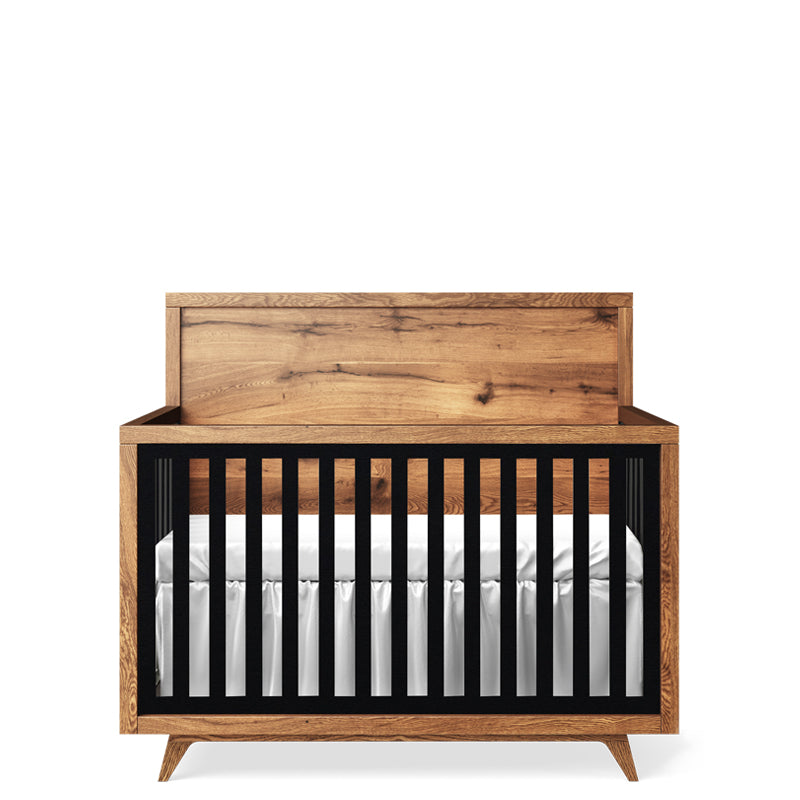Uptown Massivholz-Babybett – 4-in-1-Luxusbett im modernen Stil – Handgefertigtes europäisches Designer-Babybett in zweifarbiger Ausführung