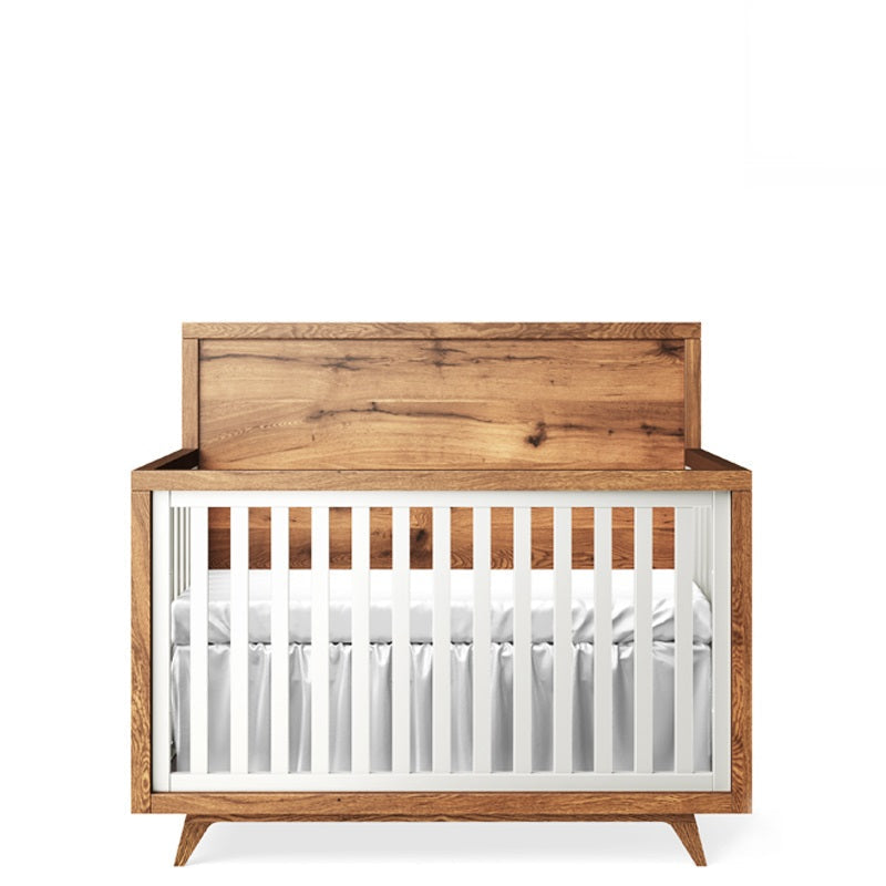 Uptown Solid Wood Convertible Crib – 4-in-1 Contemporary Luxury Bed – Handcrafted European Designer Crib in Dual-Tone Finishes