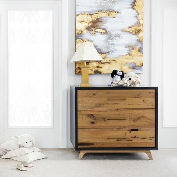 Uptown Solid Wood Single Dresser – 3-Drawer Contemporary Luxury Chest – Handcrafted Designer Storage with Custom Handle Bars